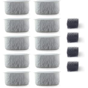 PET STANDARD Replacement Water Filter & 4 Pack Replacement Pre-Filter Sponges Compatible With WOPET® 67oz/2L Automatic Pet Fountain, Pack of 10