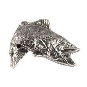Largemouth Bass Pin, Pewter, F085, Leaping, Bass, Largemouth, Fish, Lapel, Fisherman, Fishing, Hat, Pins, Brooch, Brooches, Jewelry, Gift, Handmade in the USA, 200 Fish Designs Available.