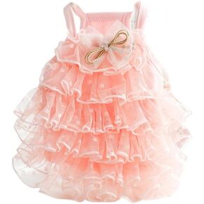 AZA Dog Wedding Dresses for Small Dogs Lolita Clothes Princess Skirt Cat Costume Lace Star Pet Girl Cute Coat Outfits Summer Costumes (XL,Pink)