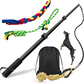 Ycozy Flirt Pole for Dogs, 40.6" - Upgraded Dog Flirt Pole with Detachable Interactive Toys for Chase and Tug of War, Dog Teaser Wand with Chewing Toy for Outdoor Exercise & Training