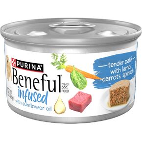 بورينا عجينة طعام الكلاب الرطبة المفيدة مع لحم الضأن الحقيقي والجزر والسبانخ، مع زيت عباد الشمس - (عبوة من 12 قطعة) 3 أونصة. علب in Kuwait