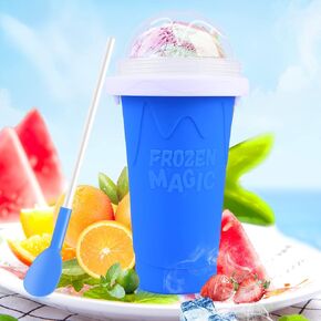 Bud K DIY Slushy Maker Cup Double Layers Silica Cup,Smoothie Pinch Ice Cup, Frozen Magic Squeeze Cup,Cooling Maker Cup,Freeze Mug Tools, Portable Squeeze Icy Cup