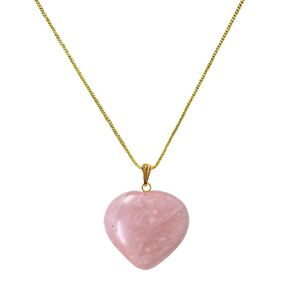 Clear Quartz Crystal Necklace Quartz Healing Puffy Love Heart Stone Pointed Pendant Quartz Jewelry for Women Girls Girlfriend Wife