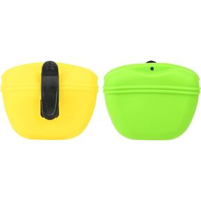 Cosmos 2 Pcs Pet Treat Bag Dog Training Pouch Silicone Portable Pet Training Container Dog Treat Holder with Buckle Closure and Waist Clip Dog Treat Pouches for Pet Training