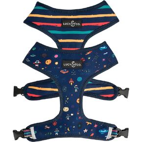 Lucy & Co. in The Clouds, Cute Reversible Dog Harness Walking Halter - Best Designer Pet Harnesses for Medium Dogs - Padded Adjustable Vest for Easy Walking (Large)