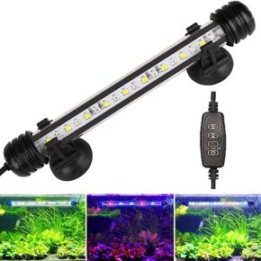 Submersible Aquarium Light Underwater Fish Tank Light with Timer Auto On/Off, LED Aquarium Light Bar 3 Light Modes Dimmer Adjustable Brightness,15.3inch (with timer&dimmer)