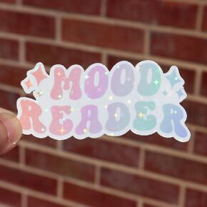 Mood reader aesthetic girly book sticker - Holographic sparkle shiny smutty vinyl decal - Waterproof bookish booktok e reader bookworm dark romance decoration - Sticker for adult