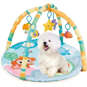 Puppy Play Gym - Dog Play Mat & Cat Play Mat - Pet Activity Center with Squeaky Toys - Interactive Sensory Mat for Pets (Suitable to Entertain Both Dogs & Cats)