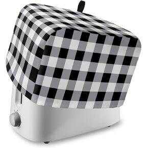 Vintage Farmhouse Toaster Cover 2 Slice, Small Kitchen Appliance Covers, Black and White Checkered Toaster Oven Cover with Loop, Bread Machine Cover Polyester Dust Cover Protection