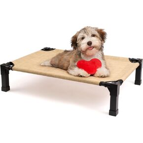 Cooling Elevated Dog Bed, Raised Dog Bed with Washable Breathable Mesh and Metal Frame, Portable Dog Cot Bed with No-Slip Feet for Outdoor and Indoor Use