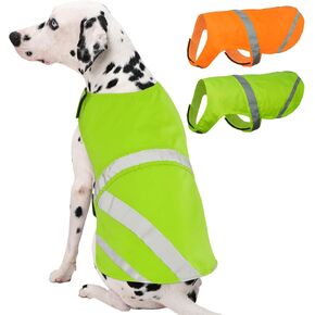 Kuoser Reflective Dog Vest, High Visibility Dog Safety Vest for Medium Large Dogs, Pet Reflective Jacket Fluorescent Green Dog Vest to Safeguard Your Dog in The Outdoors On and Off Leash, M