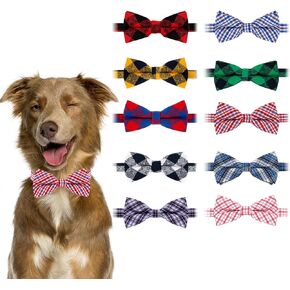 BWOGUE Plaid Dog Bow Ties,10pcs Pet Bowties Cat Bow Ties,Adjustable Bowties for Small Medium Large Dogs Cats Pets Grooming Accessories