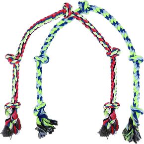 Dog Rope Toys for Extra Large Dogs, 2 Pack 6 Feet 5 Knot Tug of War Dog Toy for Large Aggressive Chewers Heavy Duty Cotton Teeth Cleaning Indestructible Puppy Chew Toys