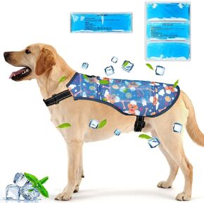 Dog Cooling Vest with Ice Pack Cooling Vest for Dog Cooling Harness for Summer Outdoor Hiking Walking Sun Protection Breathable XL