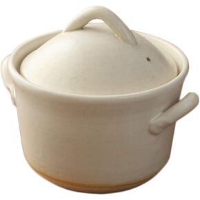 Japanese Donabe Cocer Rice Cooking Pot, 3 Go, 2200cc, White