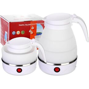 1.2 Liter -White Travel Collapsible Electric Kettle Boils Water Fast, Small Size, Large Capacity, Easy to Fold and Store, Food Grade Silicone Small Tea Kettle
