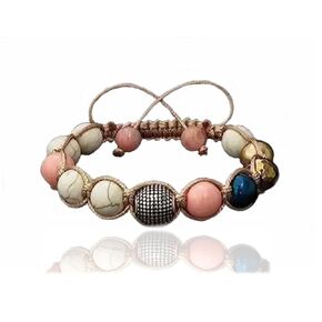 Luxury Natural Stones Bracelet Healing Crystals Bracelet Obsidian, Onyx, Jasper, Hematite, Agate, Micro Pave CZ Ball 10mm Beads Adjustable Macrame Bracelet EXCLUSIVE YOGA GIRL USA HANDMADE (obsidian)