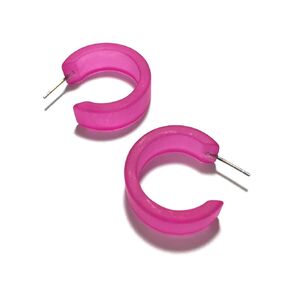Hot Pink Frosted Lucite Wide Classic Hoop Earrings - WDCL-PK-1
