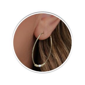 14k Gold Filled Earring Hoops Pair With White Pearl and Beads - 20 Gauge Ear Rings For Women Teens - Perfect Gift For Christmas, Valentine's Day.