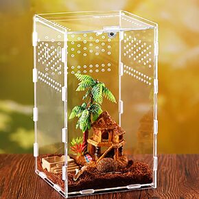 Reptile Terrariums Tank, Reptile Tank, Tarantula Enclosure, Chameleon cage, Amphibians Habitat Cages for Small Reptiles, Geckos, Snakes, Lizards, Turtles(Acrylic-4.7 * 4.7 * 8 inchs)