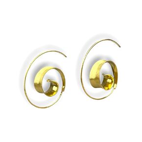 Earrings Spiral Hanging - Gold Plated - 925 Sterling Silver - Boho Spiral Stud Earrings - Gift Box