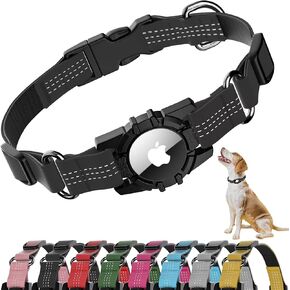 Airtag Dog Collar, Upgraded Reflective Airtag Dog Collar Holder, Heavy Duty Pet Collar with Airtag Holder, Adjustable Nylon Puppy Collars for Small Medium Large Dogs(S(12.6’’-14.5’’), Blue)