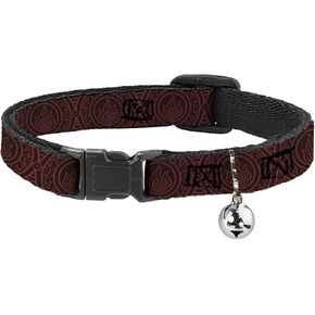 Nickelodeon Cat Collar, Breakaway Collar with Bell, Avatar Last Airbender Fire Element Symbol BlackRed, 8.5 to 12 Inches 0.5 Inch Wide
