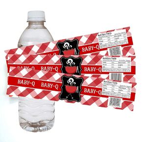 Baby Q Water Bottle Labels by Adore By Nat - Co-Ed Baby Shower Parent Party Drink Stickers Decoration - Set of 12