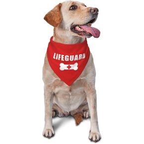 Lifeguard Pet Dog Bandana Scarf for Puppy Dog Beach Pool Accessories Bandana,Summer Dog Bandana,Security Dog Bandana (Red)