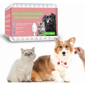 Dog ear cleaner, Dog ear infection treatment,Gourd-shaped cotton swabs designed specifically for cats and dogs, Reducing the risk of injuring the ear canal, for a safer and more reassuring use.