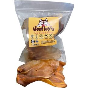 Woofley's Natural Brown Cow Ears - (20 Count) - Best Cow Ears for Dogs - Beef Buffalo No Hide Dog Chews - Natural Cow Ear Dog Chews