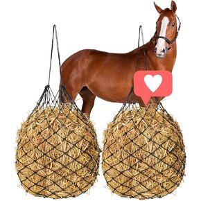 Slow Hay Bags for Horses-40 Length 2" Holes Slow Feed Hay Bags for Goats Horses Ponies-Adjustable Travel Feeder Improve Digestion Reduce Waste 2 Pack Black