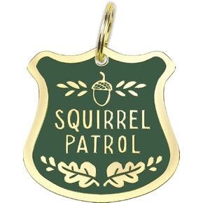 Squirrel Patrol Hard Enamel Dog Collar Pet Charm 1.25 Inch x 1.25 Inch