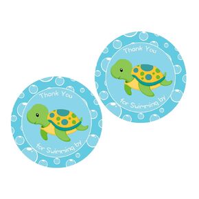 Baby Sea Turtle Thank You Stickers 24pcs, Under The Sea Baby Shower, Sea Animals Birthday Party Favors Decorations Supplies, Ocean Themed