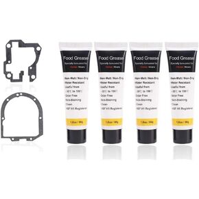 4 x 1.8 Oz Food Grade Grease With 9709511, 4162324 Gasket, Universally Compatible with Kitchen Stand Mixer - for Food Processing Equipment, Frozen Dessert Equipment, NSF-H1 accredited.