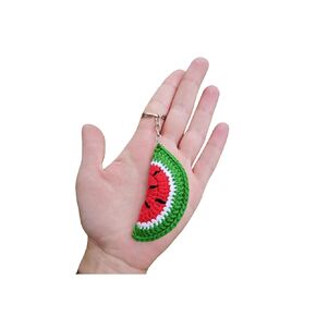 Crochet Red and Green Watermelon Amigurumi Keychain - Cute Gift Accessory
