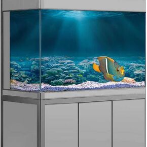 Undersea Aquarium Background, Blue Ocean Sea Sunshine Underwater Fish Tank Decorations Backdrop, Ecological Submarine Landscape Fish Tank Background Cloth, 36X18 inches Polyester Terrarium Background