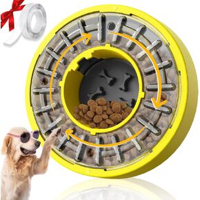 Slow Feeder Dog Bowl - Rotate Lid to Unlock Yummy Treats - Challenging Dog Puzzle Toy - Puzzle Toy Design Promotes Healthy Eating and Active Thinking - Ideal for Clever Dogs - Blue