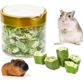 Hamster Snack & Treats - Freeze Dried Okra, Small Animal Natural Treat for Dwarf Hamster Guinea Pig Chinchilla Gerbil Mice Birds and Other Small-Sized Pet (Okra)