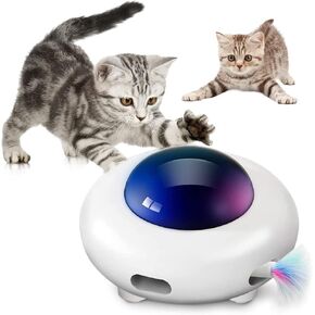 UFO Interactive Cat Toy, Ambush Electronic Cat Toy with Rotating Feather, Automatic Cat Toys Fun Smart Teaser Toy, Exercise Entertainment for Indoor Cats Kitty Catching Training Hunting, Auto On/Off