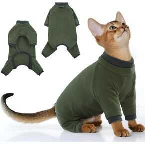 PUMYPOREITY Sticky Hair Cat Clothes, Prevent Hair Loss Cat Pajamas, Soft Cat Sweaters for Cats Only, Cat Hair Sticky Onesie, Cat Recovery Suit After Surgery, Black, XS
