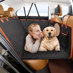 Back Seat Extender for Dogs, Hard Bottom Dog Car Seat Cover for Back Seat Protector, Waterproof Dog Backseat Holds 460lbs for Car, Foldable Dog Hammock for Car Travel Accessories Camping Mattress Bed