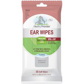 Four Paws Healthy Promise Grooming Soothing Pet Ear Cleaning Wipes, Odor Reducing & Itch Relief, 35 Count