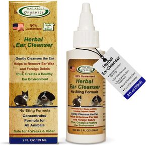 Herbal Ear Cleaner for Cats & Dogs 2oz - Organic Ear Drops for Dog Infection, No-Sting Herbal Cleanser Dogs & Other Pets, Pet Ear Cleaner Organic, Ear Wash for Pets 4 Weeks & Older