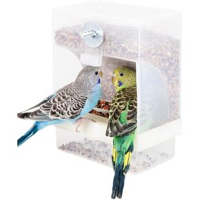 Automatic Bird Feeder No Mess for Cage Inside Birds Stuff Cage Accessories Seed Food Container for Small Brids Cockatiel Budgerigar Macaw Finch Budgie Parakeet Conure Canary Parrots Lovebird