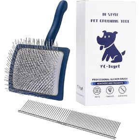 Slicker Dog Grooming Brush for Goldendoodle Poodle Doodle,Slicker Brush with Airflowable Pad for Dogs & Pet Comb Value Kit- Long Pin Slicker Dog Brush-Detangle,Undercoat,Work Fast and Save Time in Saudi Arabia