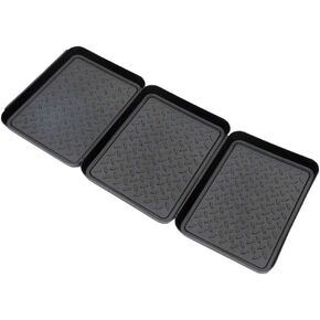 Set of 3 Boot Tray,Water Resistant Plastic Utility Shoe Tray Mat for Indoor and Outdoor Use in All Seasons Weather, Multi-Purpose Dog Food Bowls