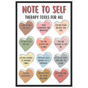 Classroom Decor - Note To Self Poster, 11x17 in Mental Health Wall Art for Bedroom, Social Worker Office Decor, Counselling Sings, Affirmations Print, Positive Psychology, Unframed Boho School Decor