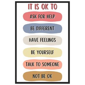 Mental Health Decor for Classroom - It Is Ok To Poster - School Counselor Office and Therapy Office Decor Must Haves - 11x17 Inspirational Wall Art for High School, Middle School and Elementary School