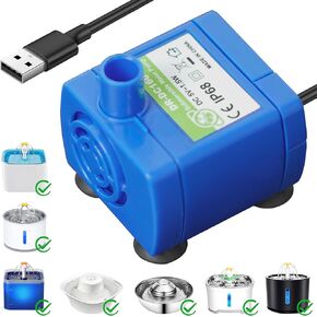 IP68 DR-DC160 submersible water pump Cat Water Fountain Pump for Tritone Ceramic, Stainless Steel, Round Flower Cap Cat Fountains, Automatic Pet Water Dispenser Replacement Pump (No LED)